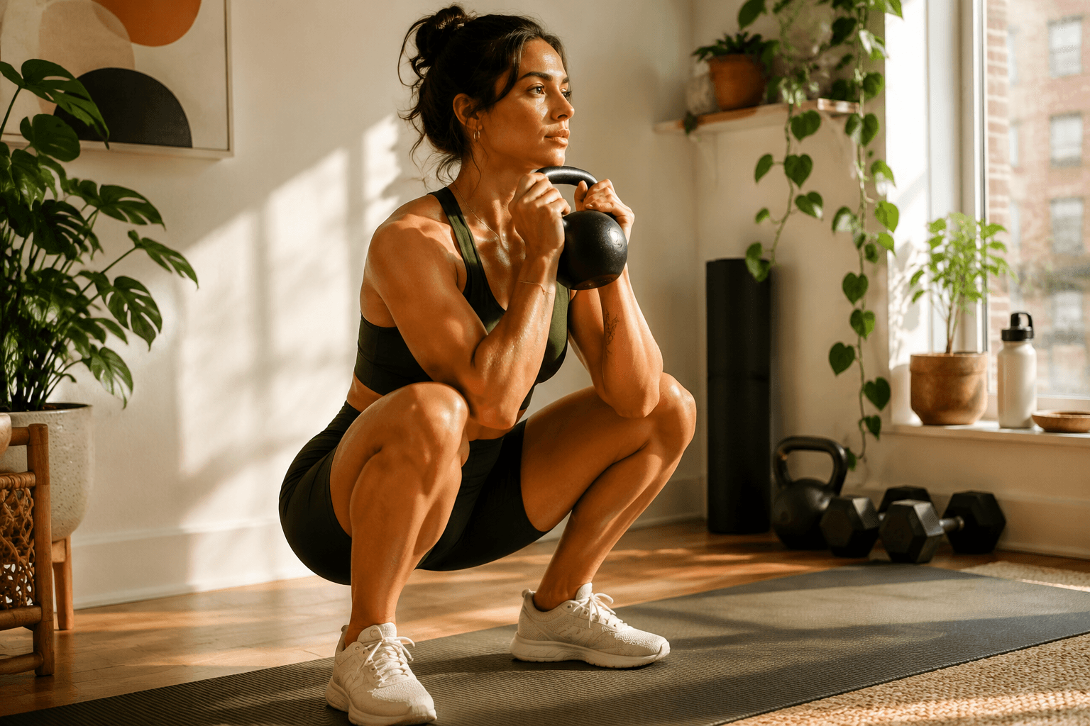 A simple full-body home workout using compact Getfit equipment